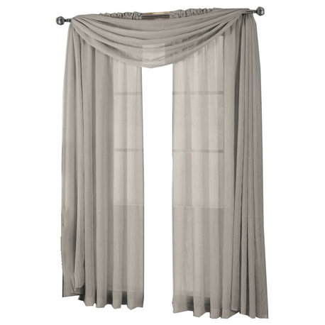 Abri Single Rod Pocket Sheer Curtain Panel, Gray, 50"x96"