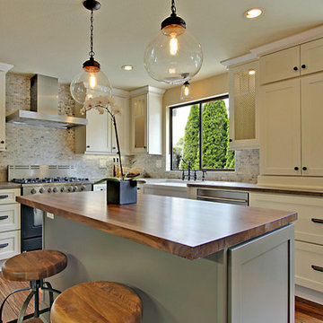 Kitchen with butcherblock island