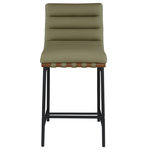 Meridian Furniture - Burke Counter Stool, Green, Vegan Leather, Walnut Veneer Metal Dowel - Indulge in the allure of the Green Vegan Leather Burke Counter Stool by Meridian Furniture. Its captivating design and luxurious Green Vegan Leather elevate any space with effortless elegance. Crafted with precision and durability in mind, this stunning piece becomes the focal point of gatherings, fostering moments of connection and warmth. Embrace sophistication and style with the Burke Counter Stool, a testament to exquisite taste and timeless beauty.