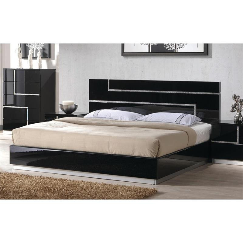 Best Master Barcelona 5-Piece Wood Cal King Bedroom Set in Black High ...