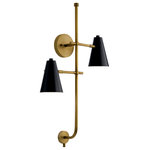 Kichler - Sylvia 2-Light Wall Sconce in Black - Add sophistication to your space with Kichler's Sylvia Collection Wall Sconce. This dry-rated fixture offers two lights and comes in a Black finish. It stands at a height of 30.50 inches with a width of 18.25 inches. The fixture is constructed from steel and includes black outside and white inside glass, perfect for spaces with transitional style.  This light requires 2 , 75.0 W Watt Bulbs (Not Included) UL Certified.