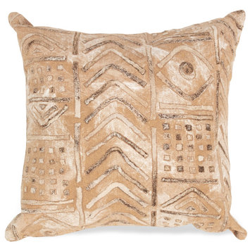 Visions IV Bambara Indoor/Outdoor Pillow, Biscotti, 20"x20"