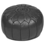 Moroccan Buzz - Moroccan Leather Pouf Ottoman, Black, Unstuffed - Ours is a premium version of the Moroccan leather pouf: heavier, more durable, crafted of premium materials and handmade charm. The Moroccan Buzz label is assurance that your pouf has been responsibly sourced from select Moroccan artisans who consistently meet our specifications for leather quality, stitching quality and detail, zipper weight, and more. Each pouf is unique, with subtle variations inherent in authentic handcrafted products. Perfect as a footstool/ottoman, extra seating or decor accent in living room, family room, nusery, playroom and more. Measures approximately 20" diameter and 13.5" high. Bottom zipper. Cleaning: use mild leather cleaner when needed.