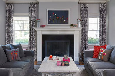 Example of a mid-sized living room design in New York