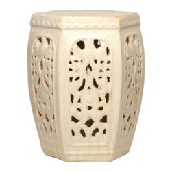Champagne Hexagon Ceramic Garden Stool - Accent And Garden Stools