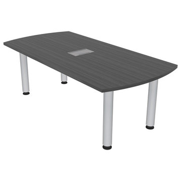 3X5 Arc Rectangle Conference Table With Silver Post Leg Power And Data