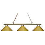 Z-LITE - Z-LITE 155-3PB-MPB 3 Light Billiard Light - Z-LITE 155-3PB-MPB 3 Light Billiard Light, Polished BrassThe simple styling of this three light fixture creates a classic statement. Finished in polished brass, this three light fixture uses polished brass shades to compliment its classic look, and 36" of chain per side is included to ensure the perfect hanging height.Collection: Sharp ShooterFrame Finish: Polished BrassFrame Material: SteelShade Finish/Color: Polished BrassShade Material: SteelDimension(in): 48(L) x 14(W) x 10(H)Chain Length(in): 36" x 2Cord/Wire Length(in): 60"Bulb: (3)100W Medium base,Dimmable(Not Included)UL Classification/Application: CUL/cETLu/Dry