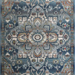 Rugs America - Rugs America Jarden JR50A Transitional Vintage Eclipse Area Rugs, 8'x10' - This area rug will add a touch of majesty to your space. Its hi-lo, soft-touch pile has a dynamic carved appearance and a plush touch. Shades of blues and golds are beautifully used to create the large floral motif on this polypropylene and polyester accessory. Power-loomed, this decor piece has warm colors and a classic design, making it suitable for a living room, dining area, or bedroom. Features