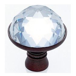 OLD WORLD BRONZE FINISH 31\% LEADED CRYSTAL 30MM HALF-EUROPEAN CUT KNOB - Cabinet And Drawer Knobs