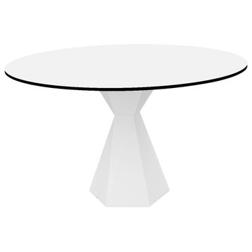 Vertex Table 47.25"Dia. White Base White HPL Black Edge Top