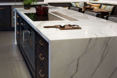 Example of a trendy kitchen design in Miami with stainless steel appliances