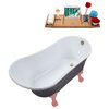 55" Streamline N355PNK-BNK Clawfoot Tub and Tray With External Drain