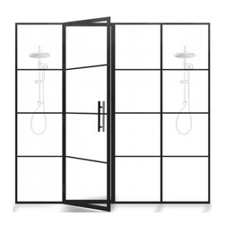 DOCCIA: STEEL METAL SHOWER DOOR WITH SINGLE TEMPERED CLEAR GLASS - Interior Doors