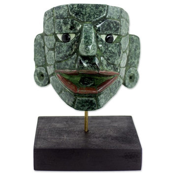 Novica Maya Lord of El Naranjo Medium Jade Mask