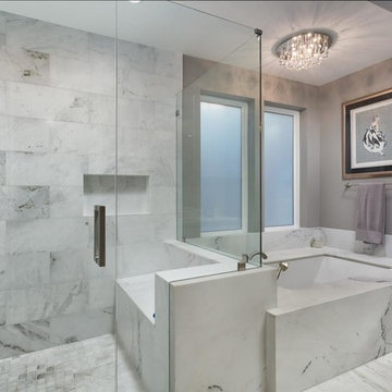 White and Gray Master Bathroom in Austin, TX