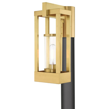 Livex Lighting Satin Brass 1-Light Outdoor Post Top Lantern