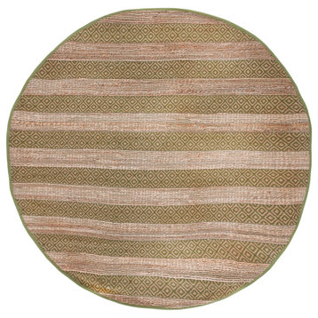 Safavieh Natural Fiber Collection NFB653Y Rug, Green/Natural, 7' x 7' Round