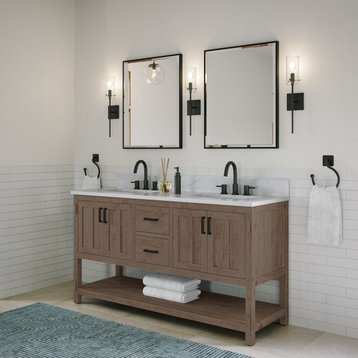 Betsy Bathroom Vanity, Brown, 60", Double Sink, Freestanding