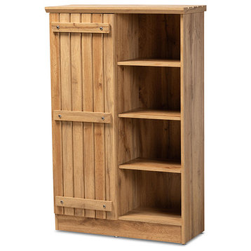 Nasuti Contemporary Farmhouse Natural Oak Brown Finish Wood 1-Door Cabinet