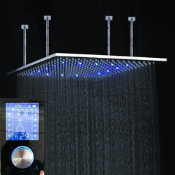 24" Multi Color Water Powered Led Ceiling Mount Shower Head - Showerheads And Body Sprays