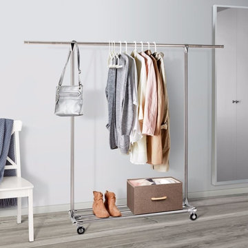 Lifewit Commercial Grade Collapsible Clothing Rolling Double Garment Rack Hanger
