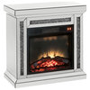 Home Square 2-Piece Set with Fireplace in Mirrored & Accent Candleholder