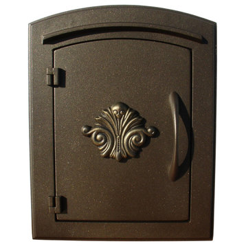 Non-Locking Column Mount Mailbox With "Decorative Scroll Logo", Bronze