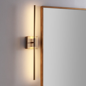 Makena 28" Dimmable Integrated Led Metal Wall Sconce, Gold