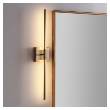 Makena 28" Dimmable Integrated Led Metal Wall Sconce, Gold