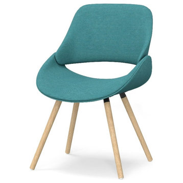 Pemberly Row Bentwood DiningChair with Light Wood in Turquoise Polyester linen