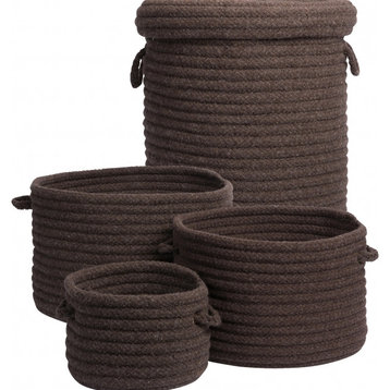 Dre Braided Rug Wool 4-Piece Basket Set Mink, Round, Braided