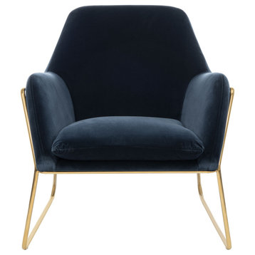 Safavieh Couture Misty Metal Frame Accent Chair, Navy/Gold