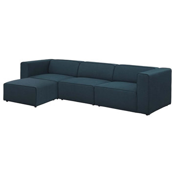 Contemporary Sectional Sofa, Padded Polyester Seat With Square Arms