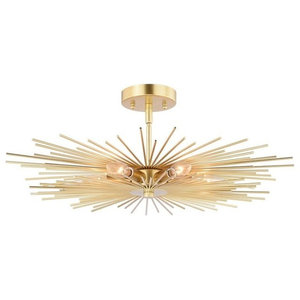 Shabby Chic 6 Light Semi Flush Mount In Sunglow Bronze Finish
