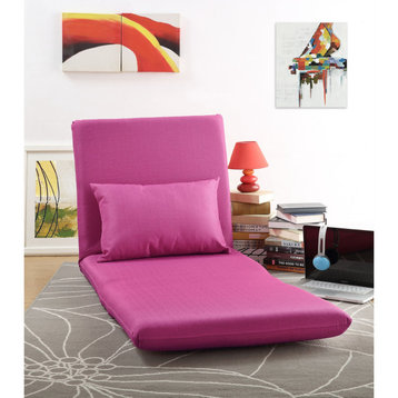Relaxie Linen 5-Position Convertible Flip Chair/ Sleeper Lounger Sofa, Pink