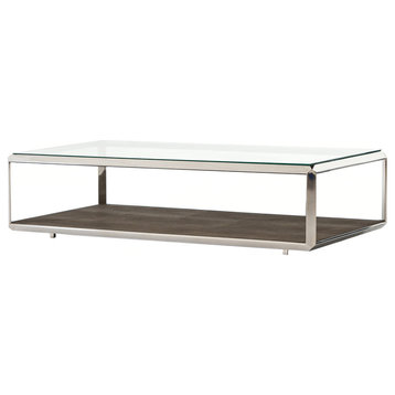 Bentley Shadow Box Coffee Table, Stainless Steel