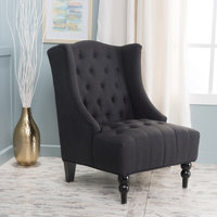 GDF Studio Adriana Tall Wingback Tufted Fabric Club Chair, Dark Charcoal