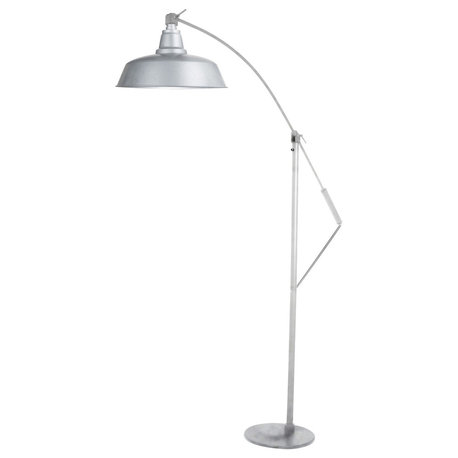 12" Farmhouse LED Industrial Floor Lamp, Galvanized Silver