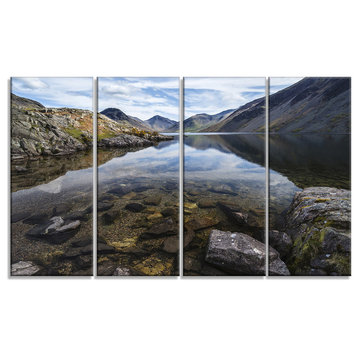 "Wast Water With Reflection in Lake" Metal Wall Art, 4 Panels, 48"x28"