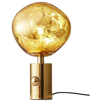 Lava Stone LED Lights Dimmable Room Decor Table Lamp, Gold, H16.9"