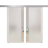 Sliding Glass Double Doors With Frosted Design ALU100, 52"x84"