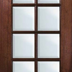 Slab House Patio Single Door 96 Mahogany 12 Lite TDL Glass - Patio Doors