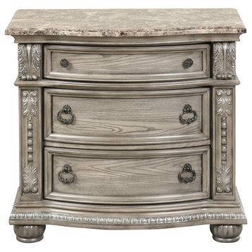 Lucca Gray 3-Drawer 34" W Nightstand