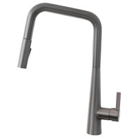 STYLISH Modern Single Handle Pull Down Sprayer Kitchen Faucet in Gunmetal