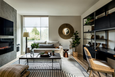 Inspiration for an industrial living room remodel in Seattle