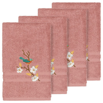 Linum Home Textiles Spring Time Embellished, Tea Rose, Hand Towel, 4-Piece Set