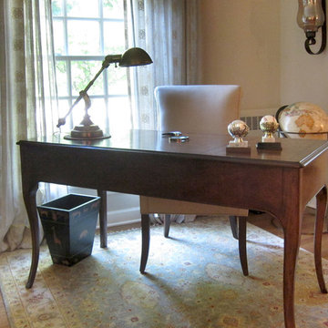 Leg Desk and Sheer Draperies