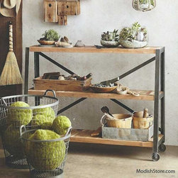 Roost Boatwood Low Shelf On Casters - Display And Wall Shelves 