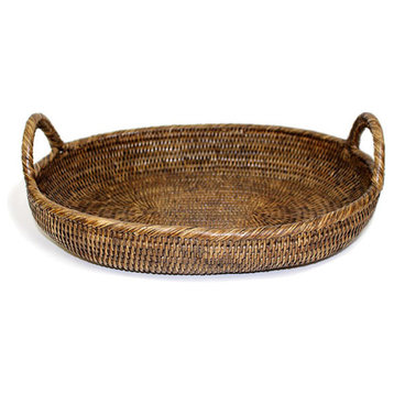Rattan Oval Tray With Loop Handles