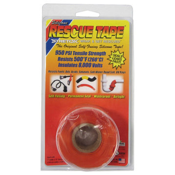 Rescue Tape RT1000201208USC Self-Fusing Orange Silicone Tape, 1"x12', 0.30 Thick
